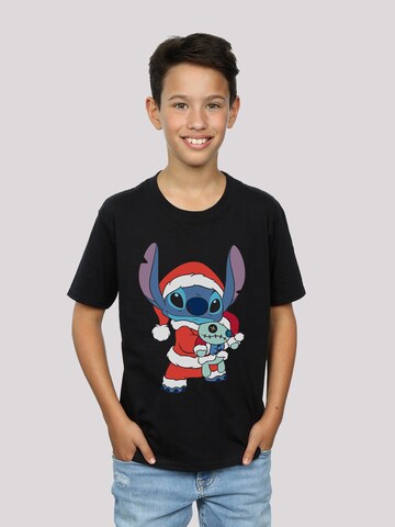 T-Shirt 'Disney Lilo und Stitch Christmas' F4NT4STIC en noir : devant