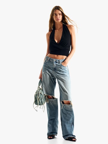 Bershka Wide leg Jeans in Blauw