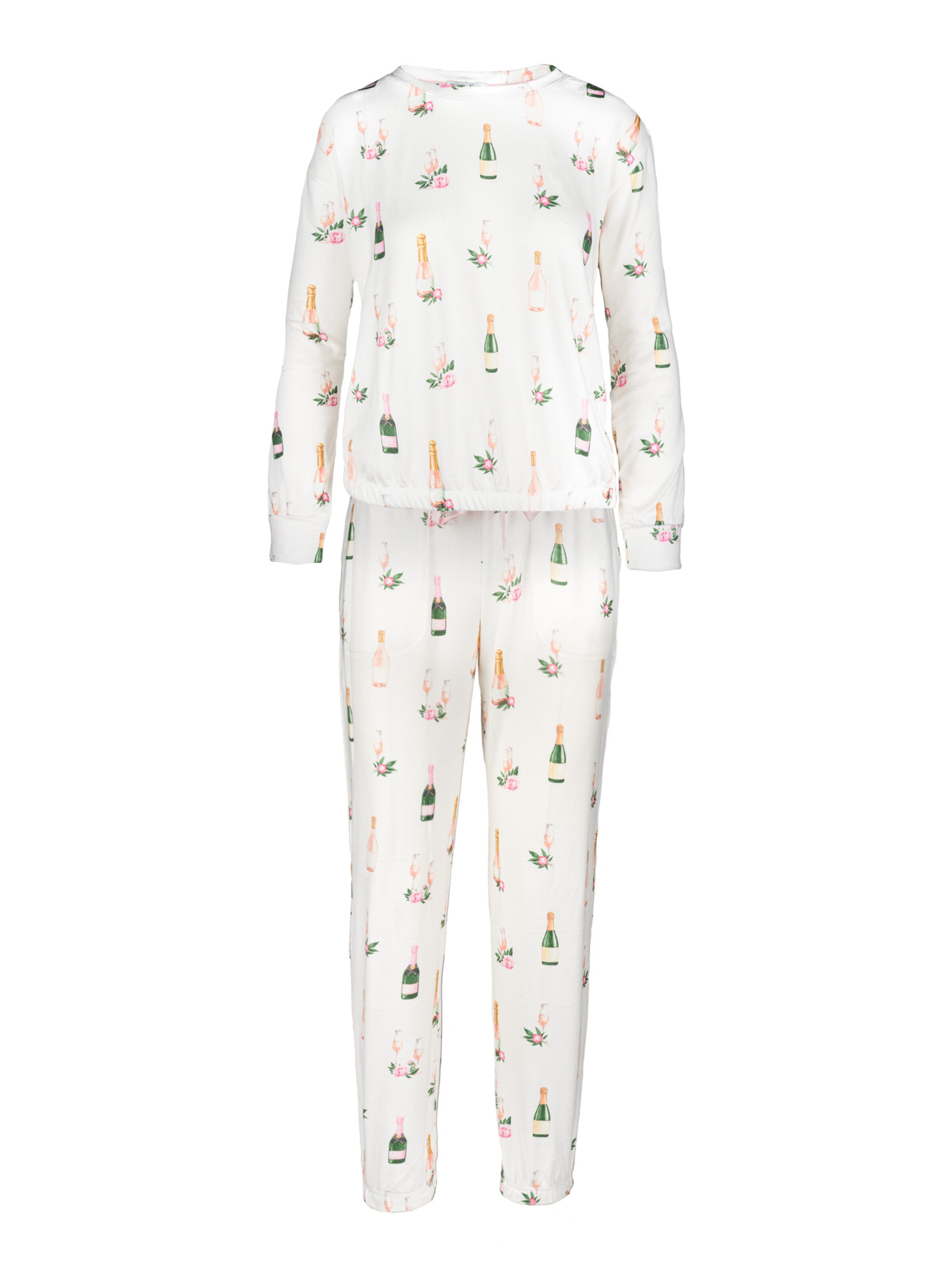 PJ Salvage Pajama ' Breakfast of Champs ' in White: front