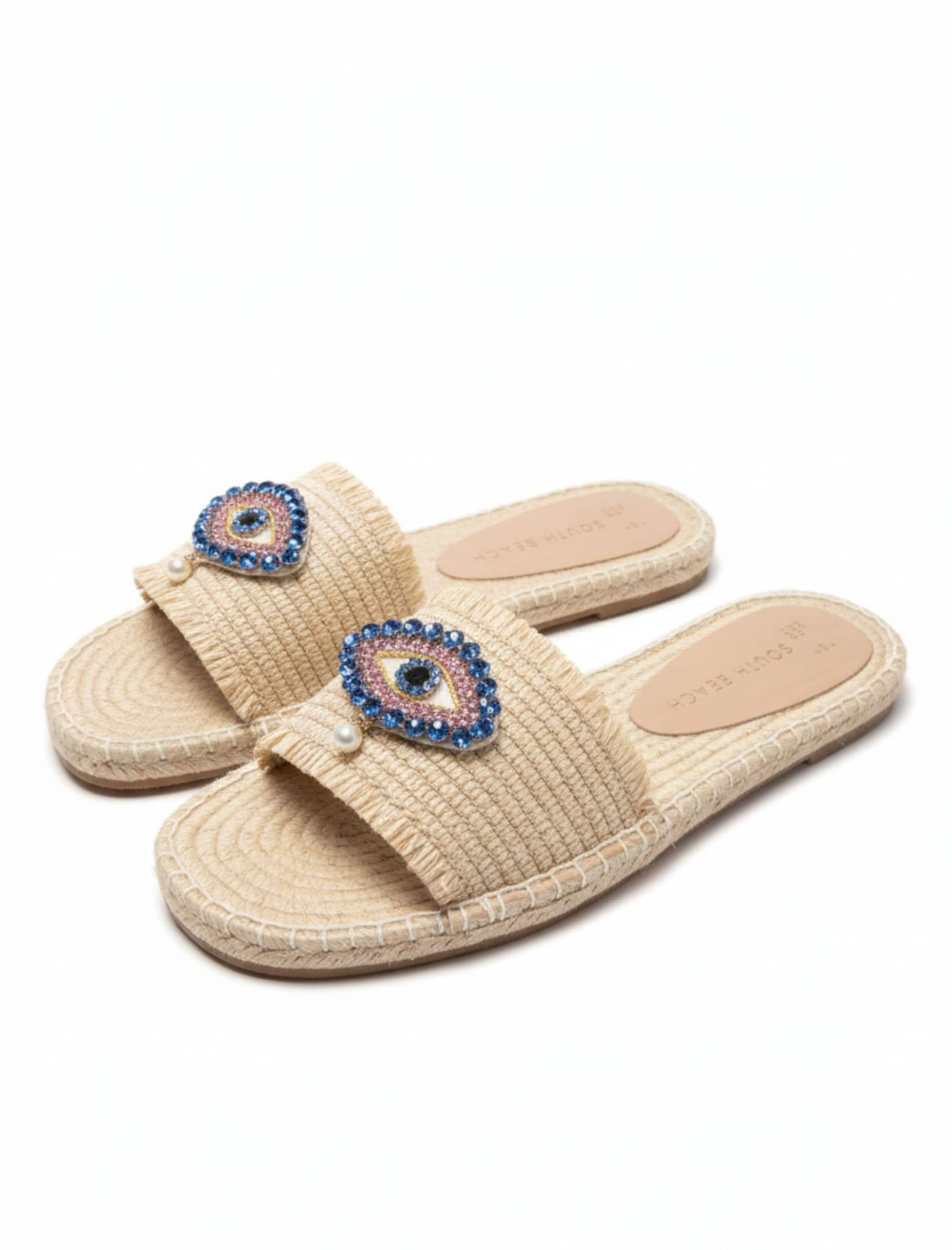 Mule 'Evil Eye' South Beach en beige
