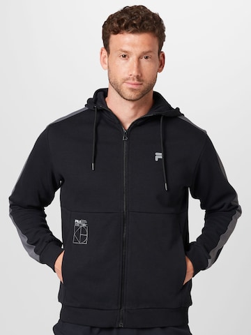 FILA - Sudadera con cremallera deportiva en negro: frente