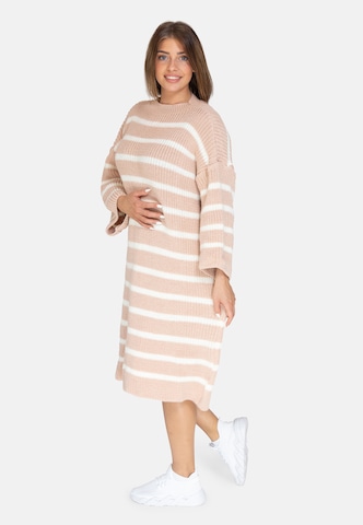 Elara Strikkjole i beige