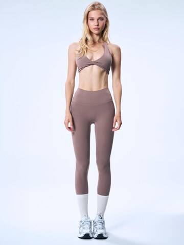 GOD SAVE QUEENS T-shirt Sports bra 'Second Skin Studio' in Brown: front