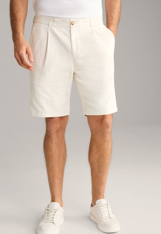 JOOP! Regular Pleat-Front Pants 'Dinghy' in White: front