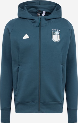 ADIDAS PERFORMANCE Athletic Zip-Up Hoodie 'Italy Travel' in Blue: front