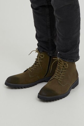 BLEND Lace-Up Boots in Green: front