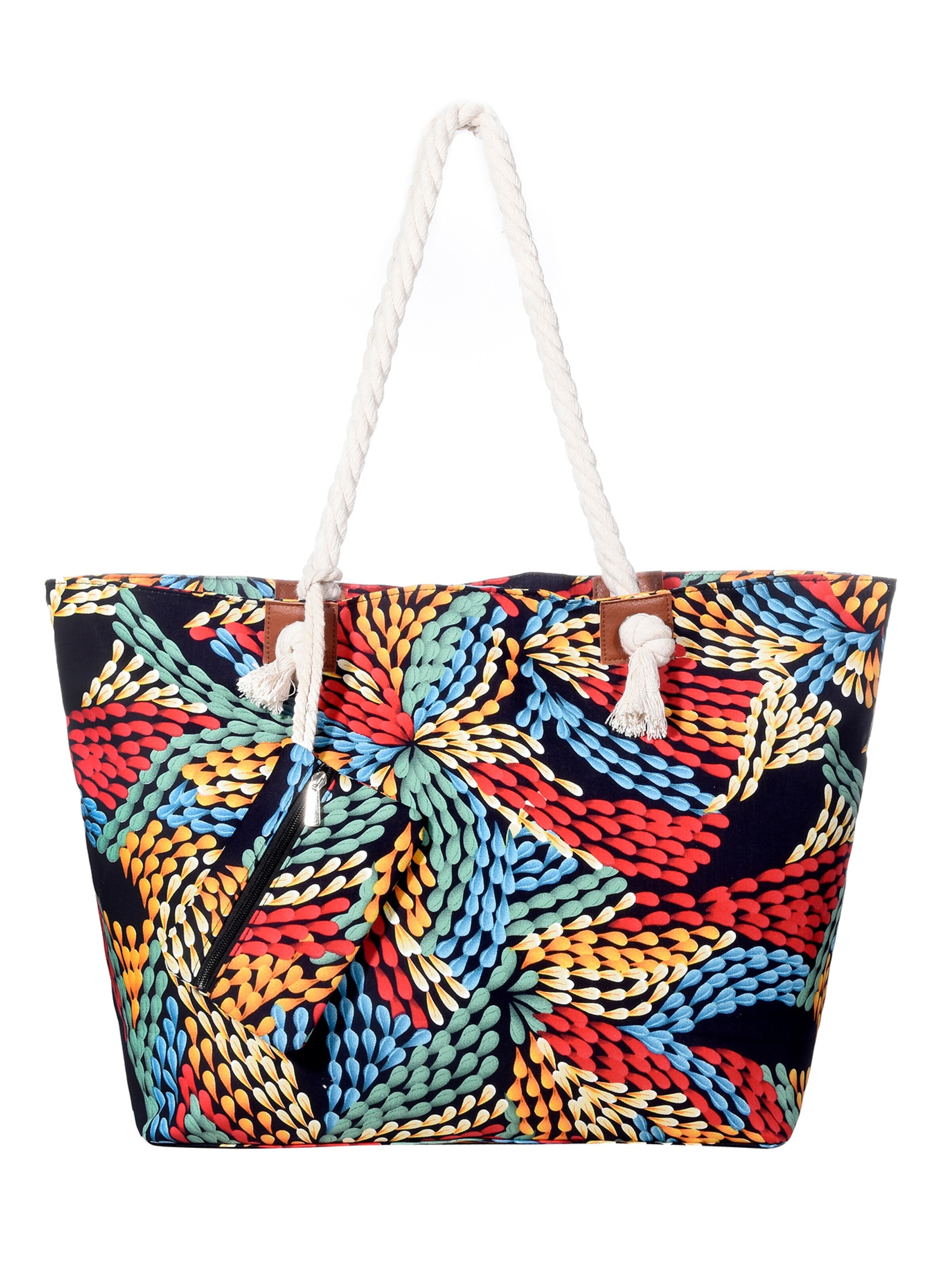 DonDon Beach Bag 'DonDon Strandtasche mit Reißverschluss Shopper Beach bag Badetasche Bunte Welt' in Yellow: front