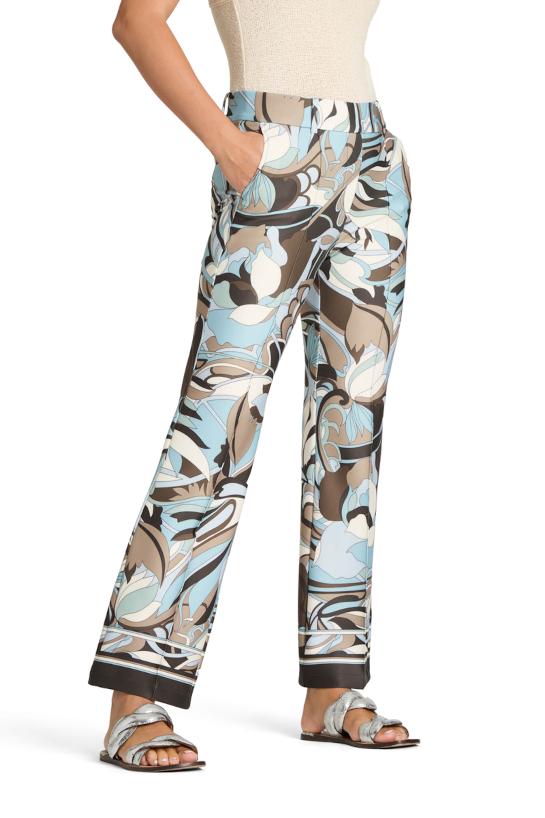 Cambio Regular Bandplooibroek ' Francoise ' in Blauw: voorkant