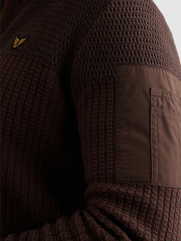 PME Legend Gebreid vest 'Cardigan with zipper closure and flight pocket' in Bruin