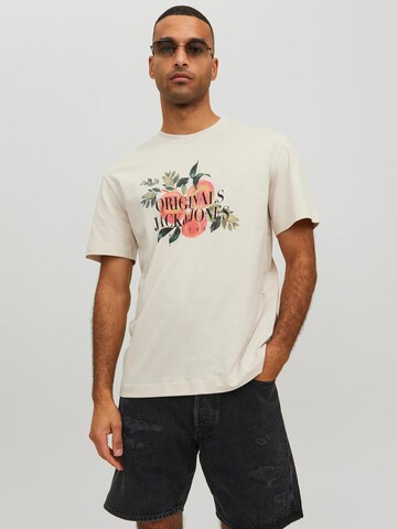 JACK & JONES T-shirt 'Flores' i beige: framsida