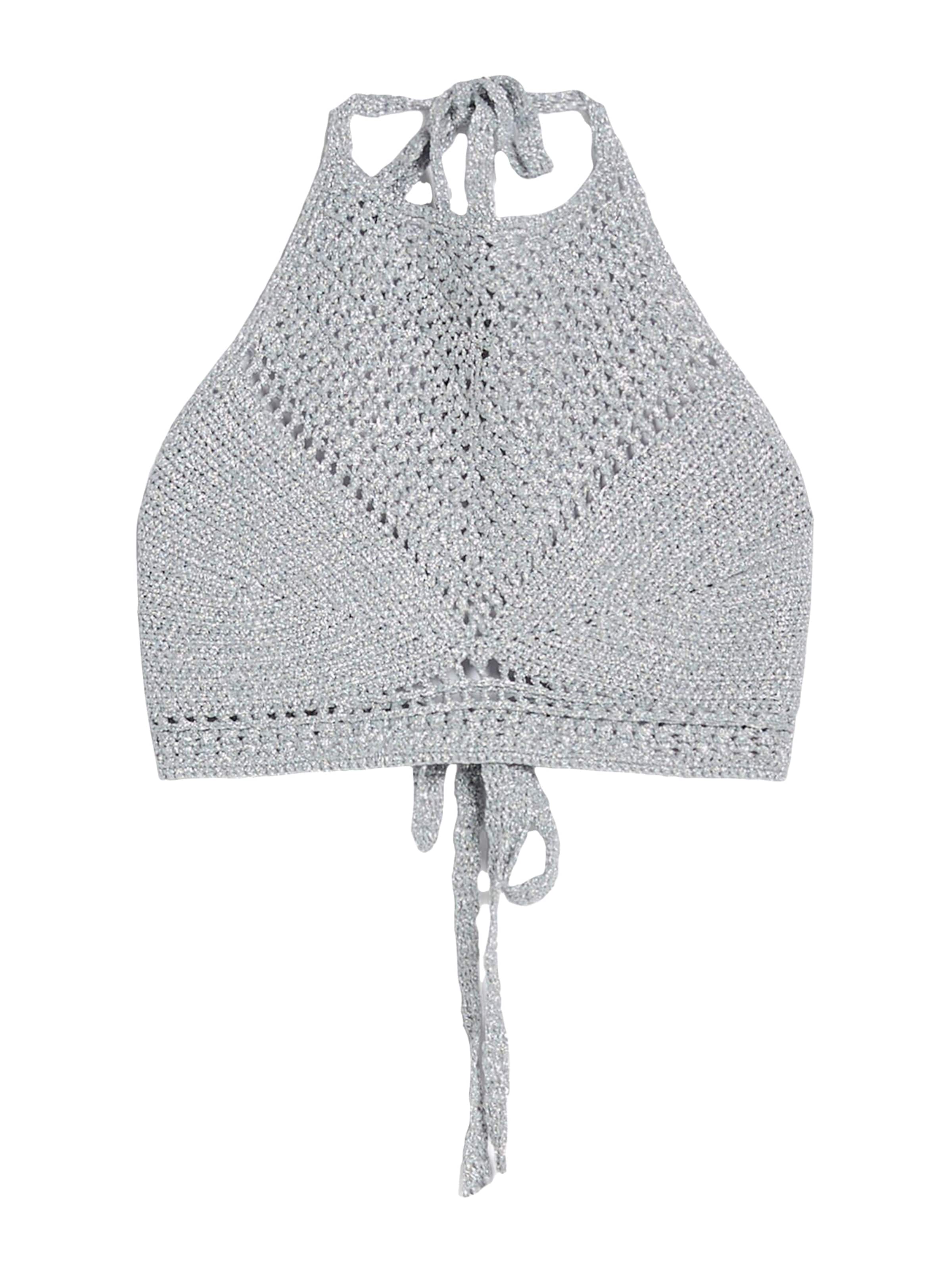 Bershka Top z dzianiny w kolorze srebrny: przód