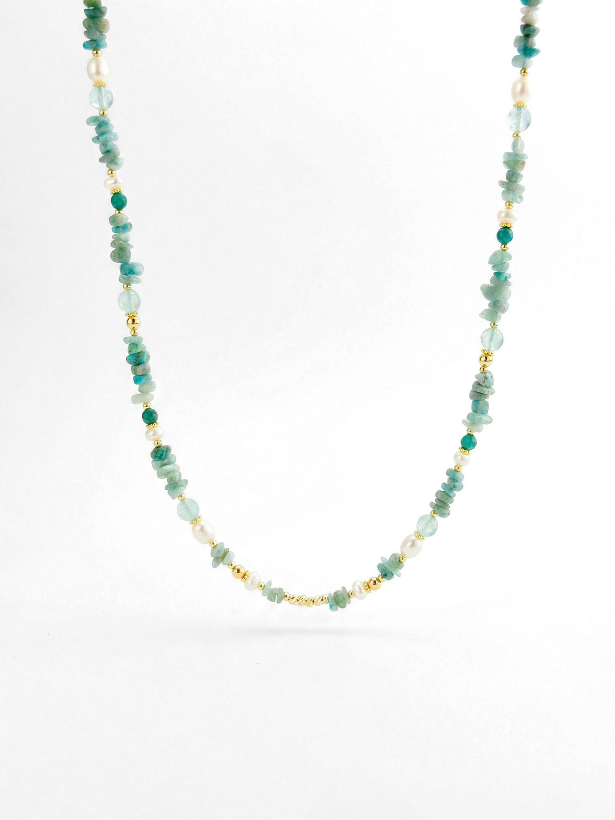 Nemomatheo Kette 'Aqua Libera – Steinchip-Perlenkette'‌‌‌‌‌‌‌‌‌‌ in Onesize in gold, Produktansicht