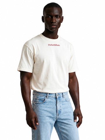 Perfect&Basic - Camiseta 'Koi Back Flock' en beige
