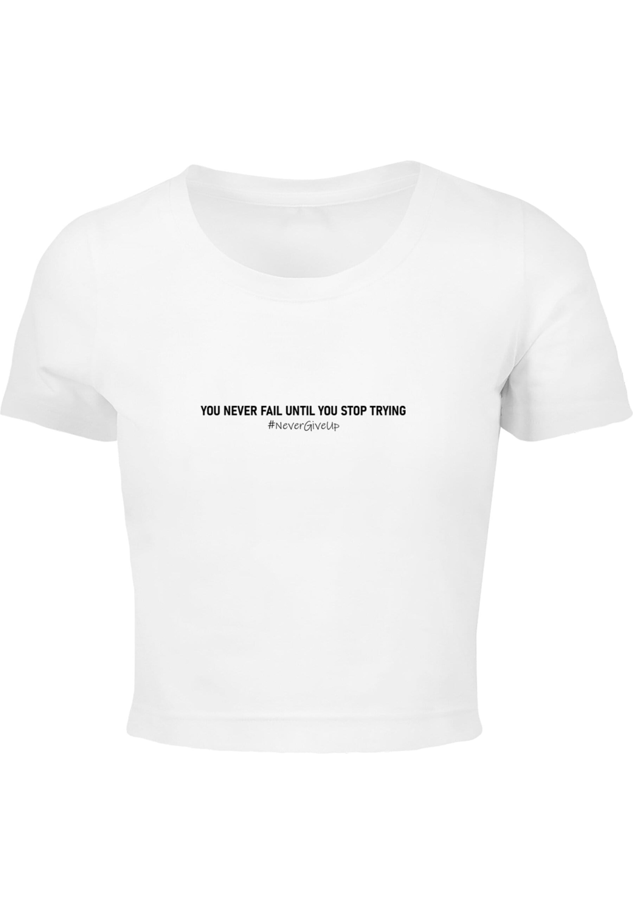 Merchcode Shirt 'Never Give Up ' in White: front