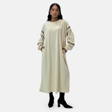 Elara Gebreide jurk in Beige: voorkant