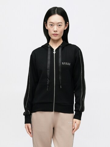 GUESS Sweatjacke in Schwarz: Vorderseite