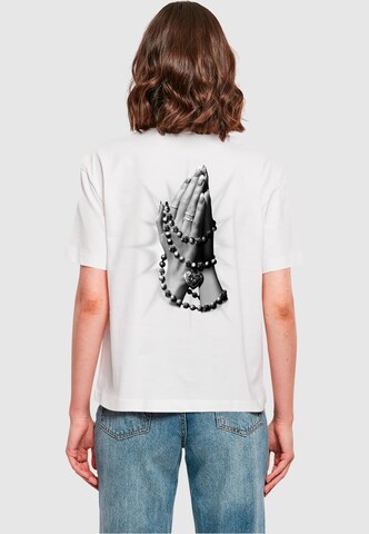 Maglietta 'Praying Hands' di Miss Tee in bianco: frontale