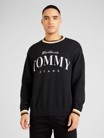 Tommy Jeans Пуловер 'VARSITY' в черно: отпред