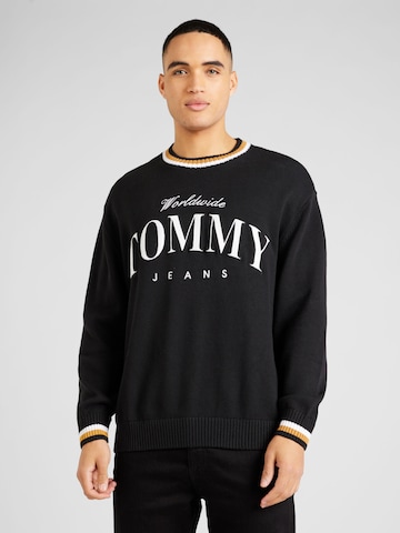 juoda Tommy Jeans Megztinis 'VARSITY': priekis