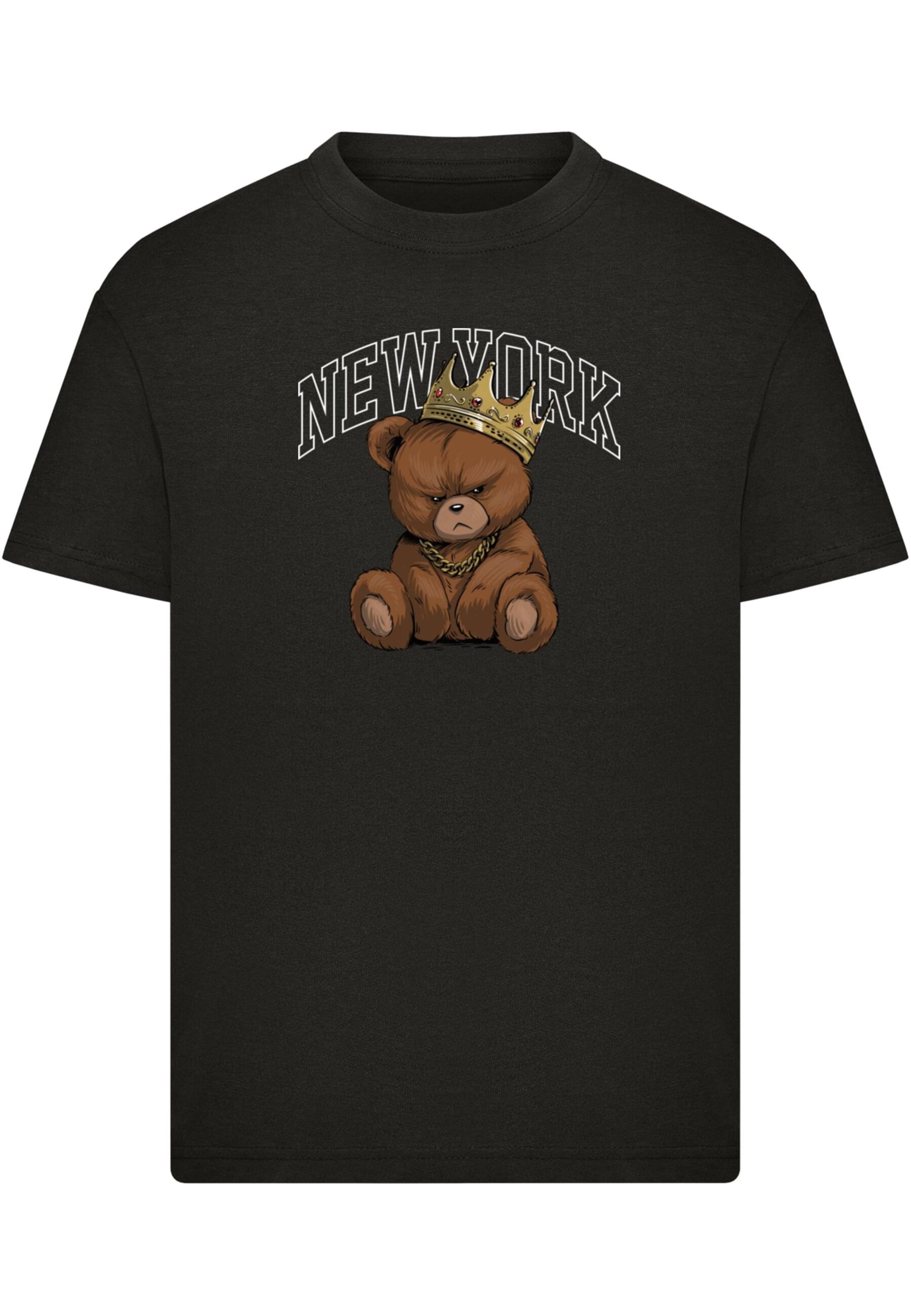 Mister Tee - Ajuste regular Camiseta 'NY Crowned Bear' en negro: frente