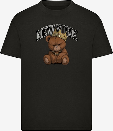 juoda Mister Tee Standartinis modelis Marškinėliai 'NY Crowned Bear': priekis
