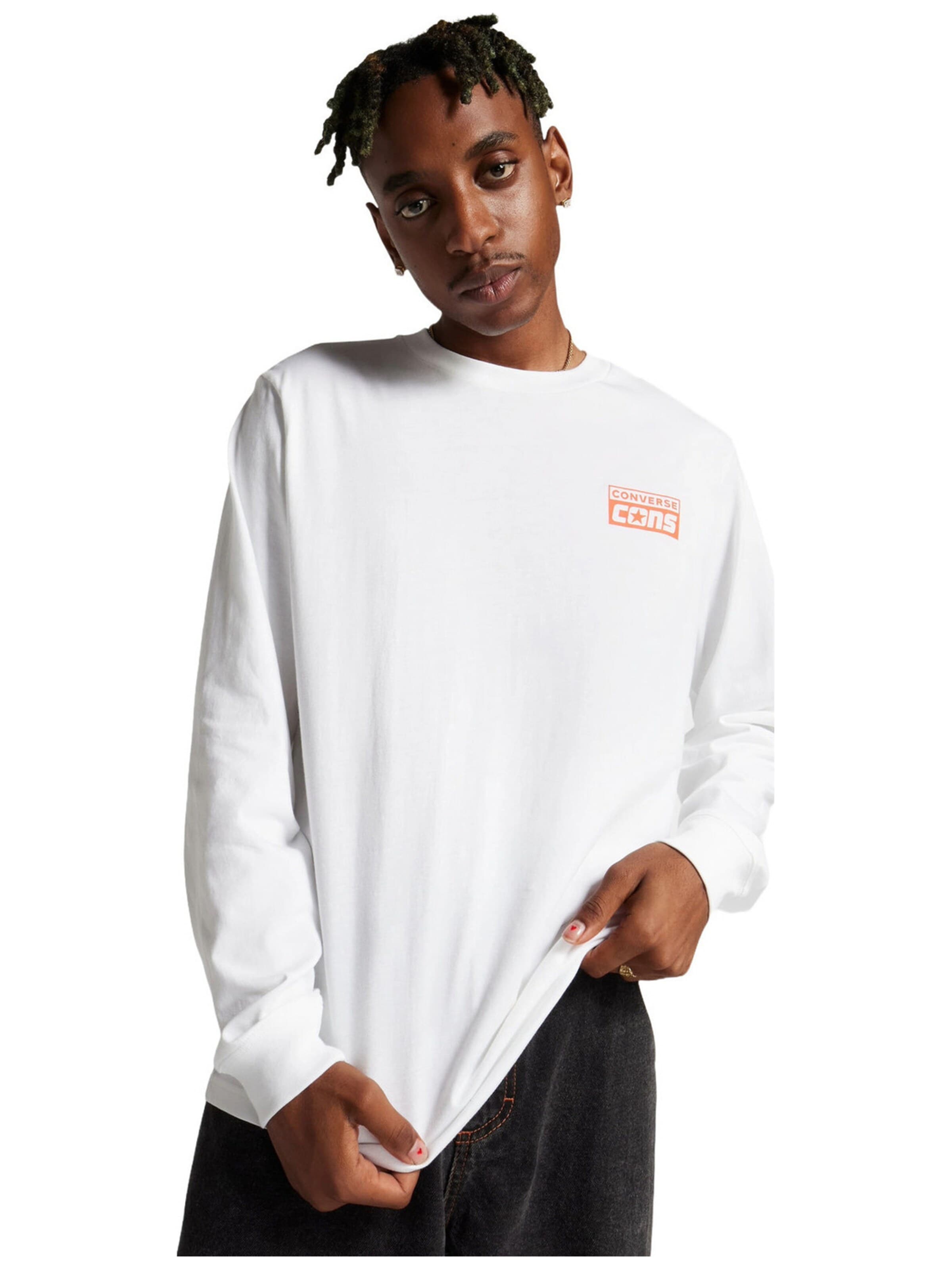 CONVERSE Shirt 'Converse Cons Long Sleeve T-Shirt' in M in de kleur Wit, Productweergave