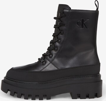 Calvin Klein Lace-Up Ankle Boots in Black: front