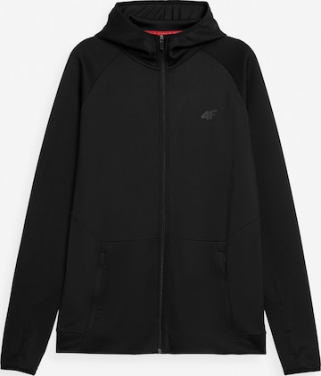 4F Athletic Zip-Up Hoodie in Black: front