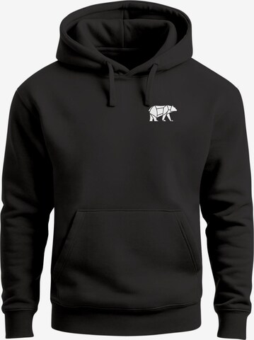 Neverless Sweatshirt 'Bär Lineart Polygon' in Schwarz: Vorderseite