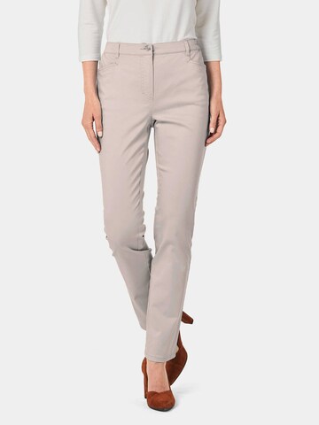 Coupe slim Pantalon 'Carla' Goldner en beige : devant