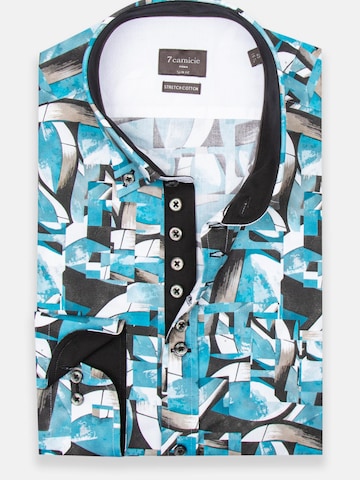 Slim fit Camicia business 'Donatello Iconic Poplin Stretch Man Shirt Green White' di 7Camicie in verde: frontale