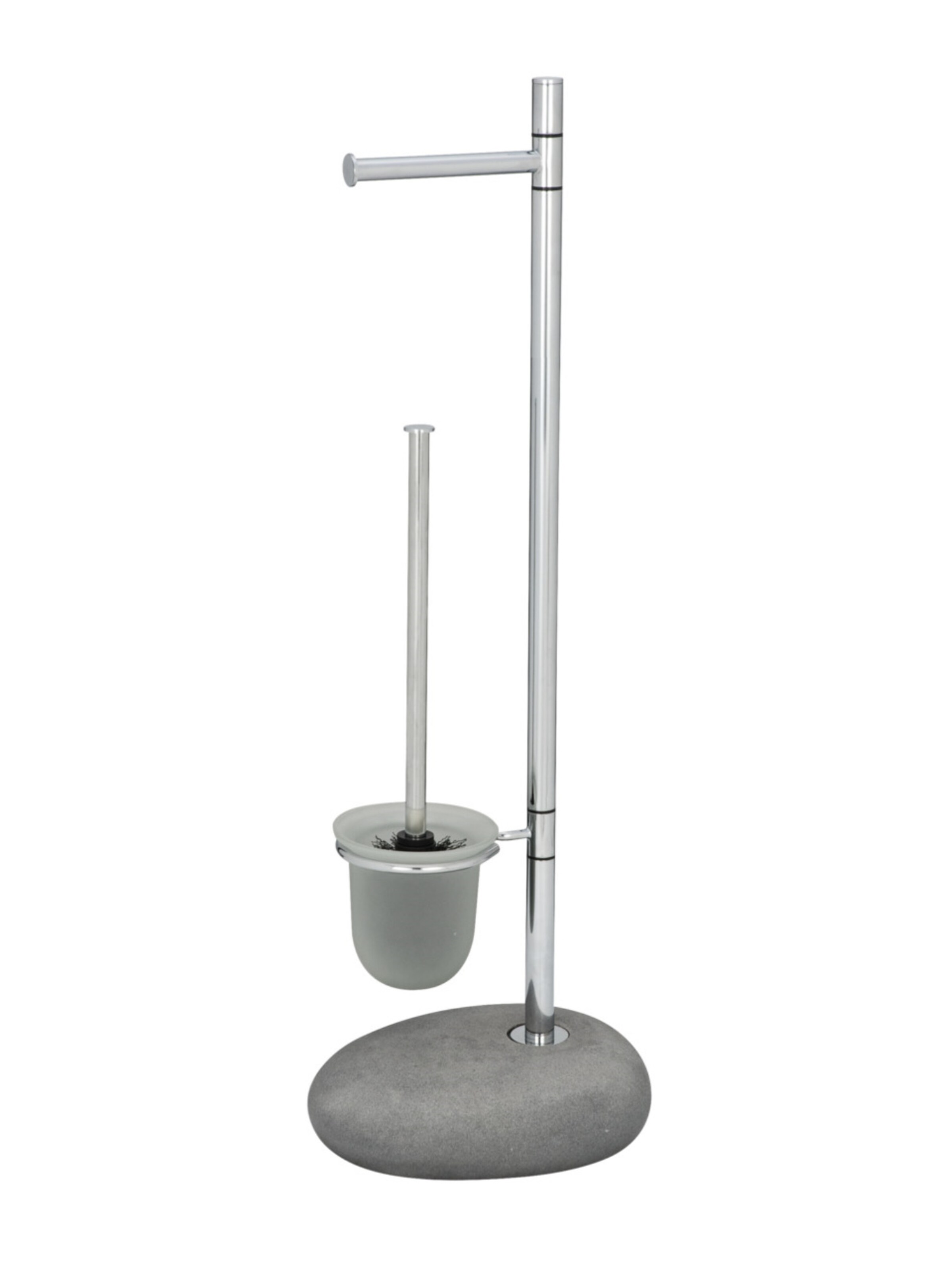 Wenko Stand WC-Garnitur 'Pebble Stone' in Grau: Vorderseite