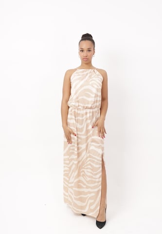 Elara Dress in Brown: front