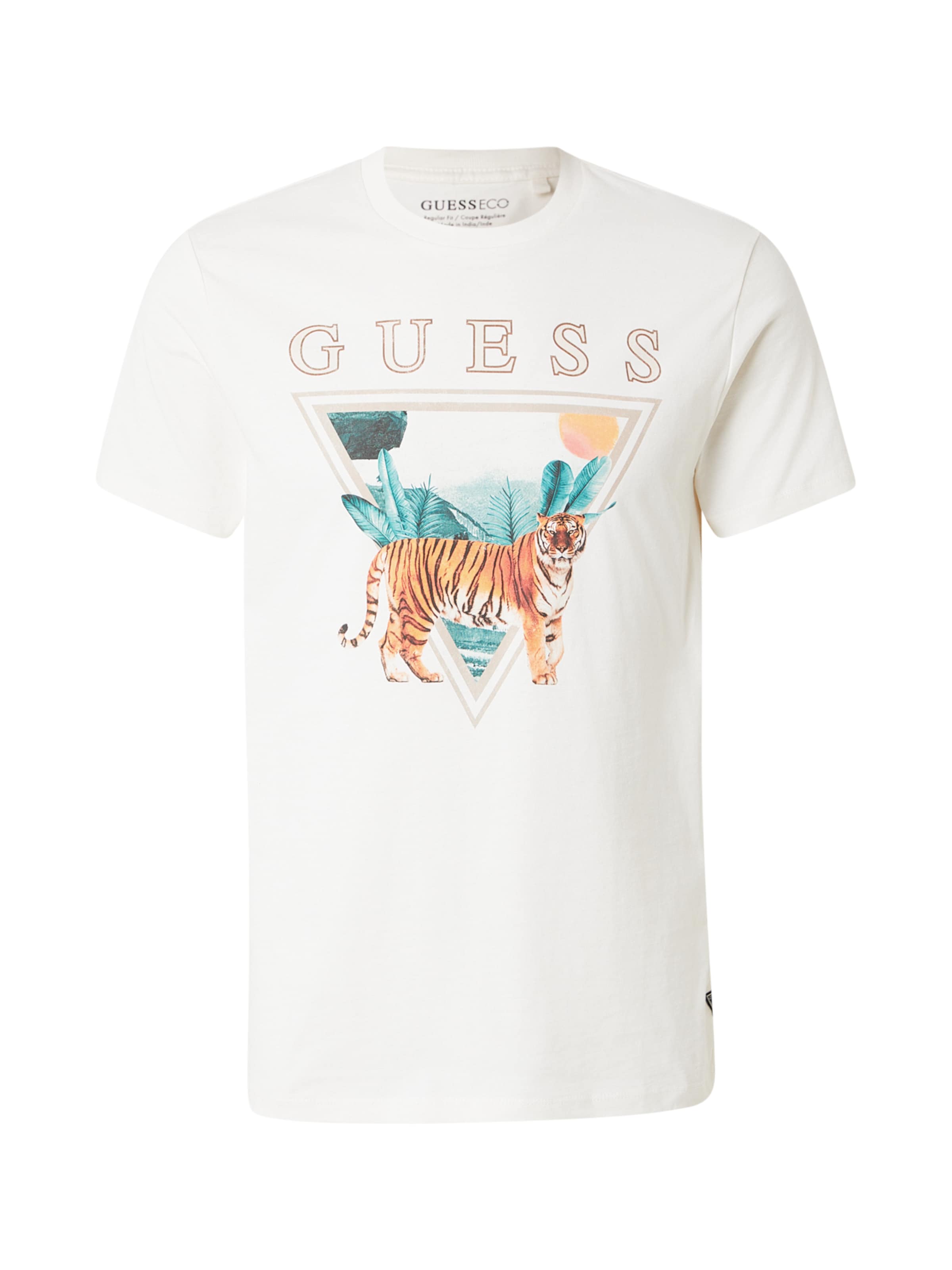 GUESS Majica 'TIGER SPIRIT' | bela barva: sprednja stran