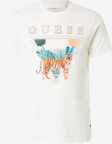 GUESS Majica 'TIGER SPIRIT' | bela barva: sprednja stran