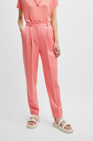 BOSS Tapered Pleat-Front Pants 'Tefike' in Pink: front