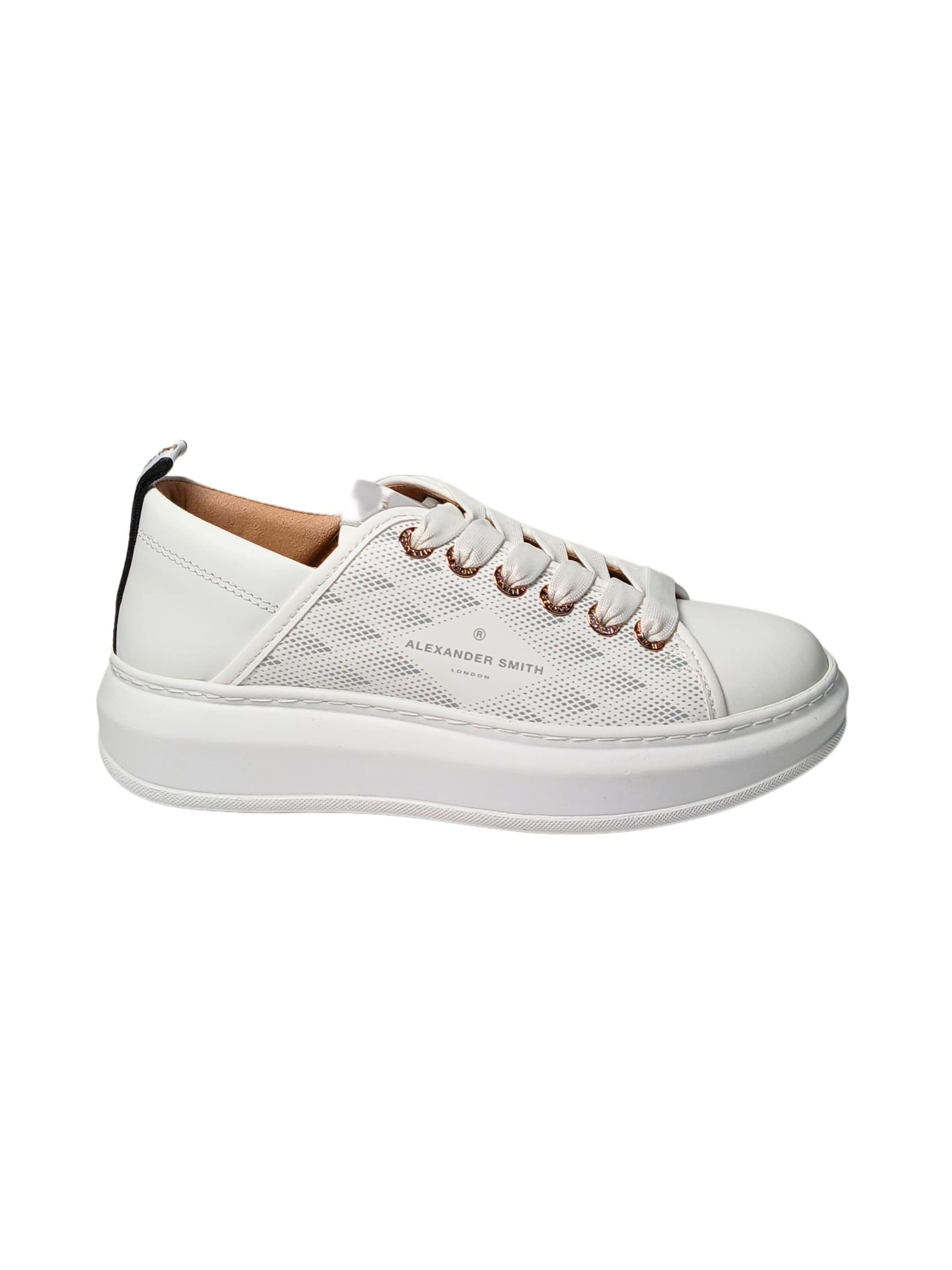 Alexander Smith Platform trainers in White: front