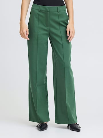 Wide leg Pantaloni cu dungă 'ICHKate' de la ICHI pe verde: față