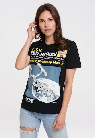 LOGOSHIRT Shirt 'Star Trek - Haynes Manual' in Black: front