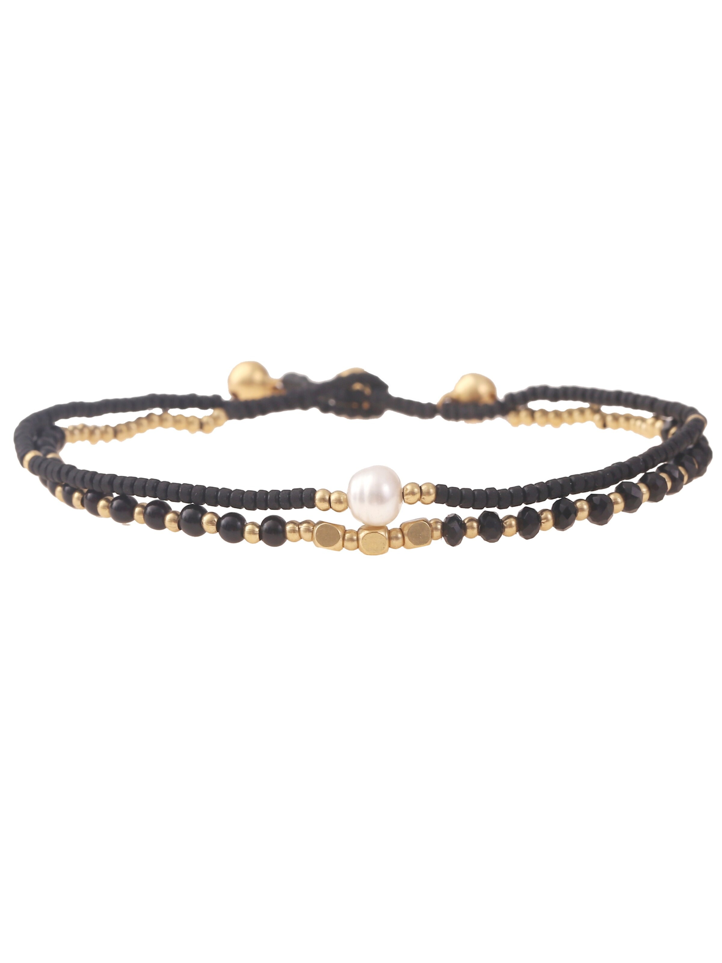 Made by Nami Fußschmuck 'Perlen Fußkettchen Goa'‌‌‌‌‌‌‌ in Schwarz: Vorderseite