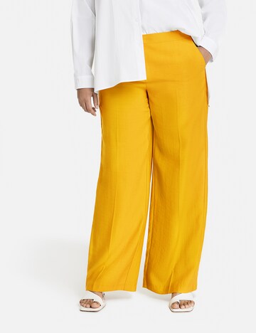 SAMOON Regular Trousers with creases in Yellow: front