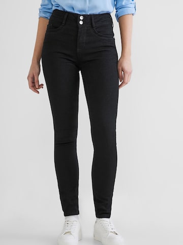 STREET ONE Slimfit Jeans 'York' in Schwarz: predná strana