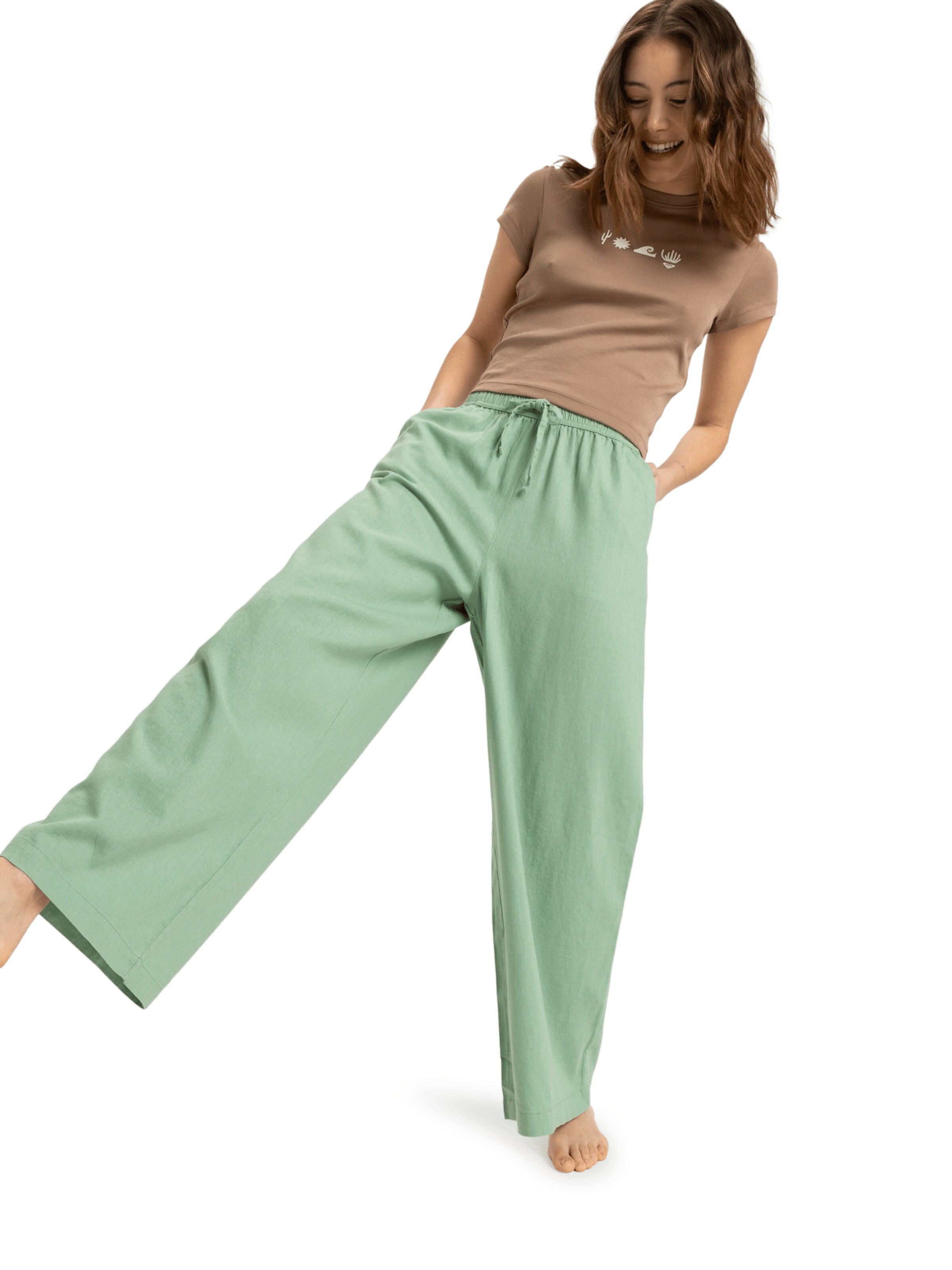 ROXY Wide leg Pants 'Lekeitio Break' in Green