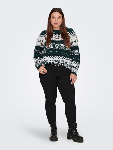 ONLY Carmakoma Sweater 'Xmas' in Green