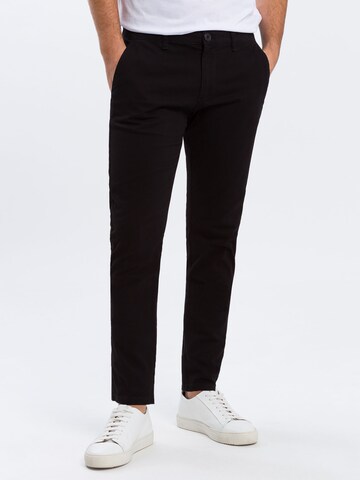 Cross Jeans Tapered Chino Pants in Black: front