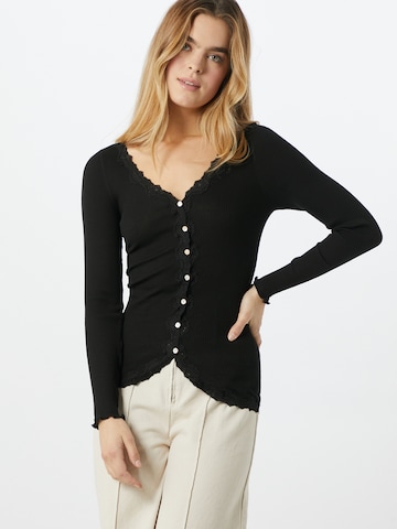 rosemunde Knit Cardigan 'Silk' in Black: front