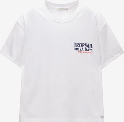 Pull&Bear T-Shirt in dunkelblau / rot / weiß, Produktansicht