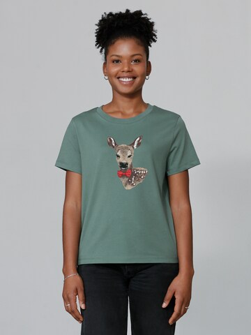 Maglietta 'Rehkitz' di Watapparel in verde: frontale