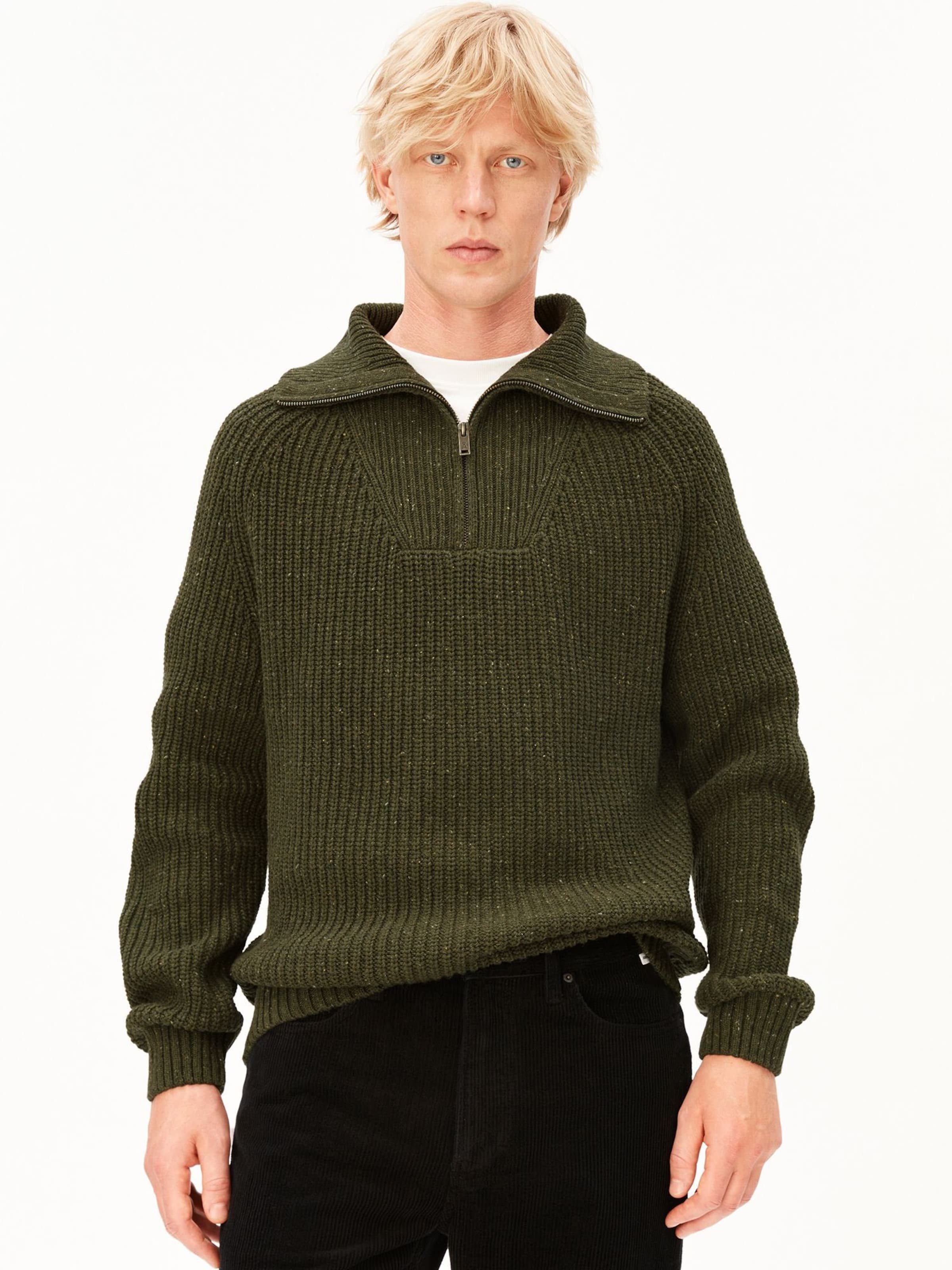 ARMEDANGELS Troyer TWEED in Grün: Vorderseite