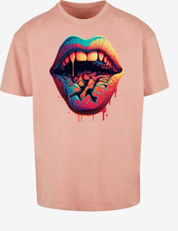 T-Shirt 'Drooling Lips' F4NT4STIC en rose : devant